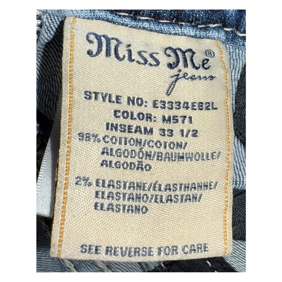 Miss Me - Mid-Rise Easy Boot Jeans - Fleur-de-Lis Embroidery - Size 26 - Picture 5 of 8